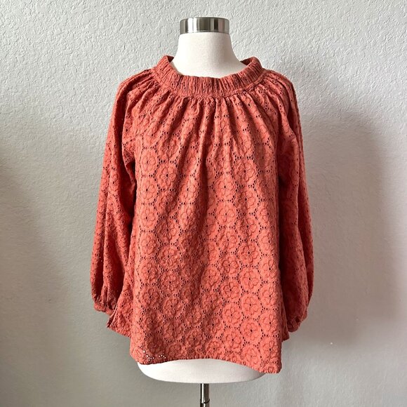 Roller Rabbit Eyelet Blouse Top in Terra - Picture 3 of 14